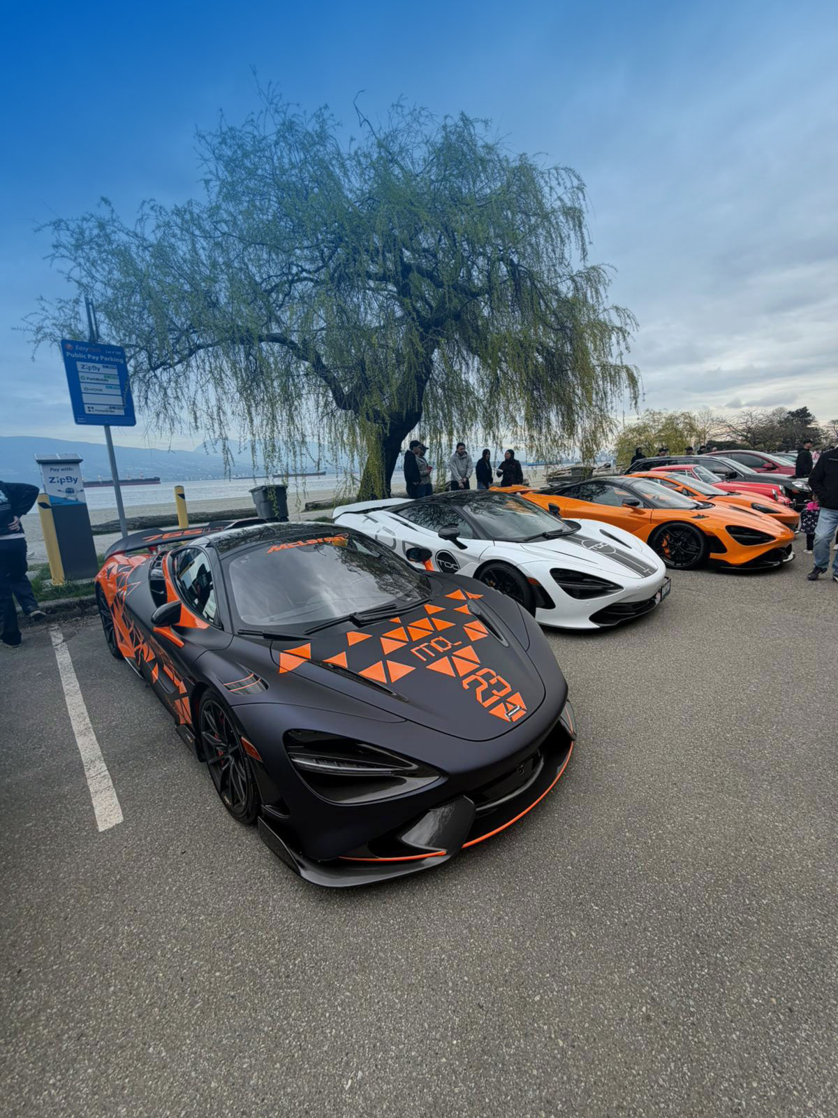 Rally — une rangée de supervoitures McLaren alignées lors d'un rassemblement au bord de l'eau à Vancouver